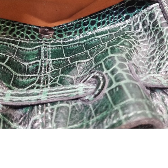 Patricia Nash 10th Anniversary Limited Edition Vintage Green Croc Leather Bag - Picture 3 of 16
